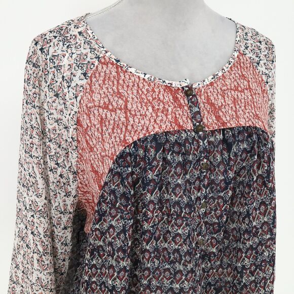 Lucky Brand Top Plus Size 2X Red Black White Sheer Chiffon Blouse Casual Career - Picture 7 of 16